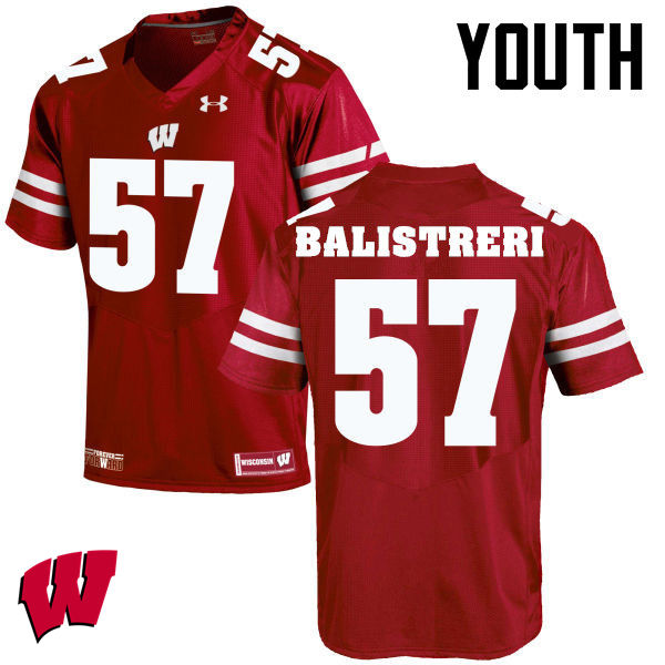 Youth Winsconsin Badgers #57 Michael Balistreri College Football Jerseys-Red - Click Image to Close